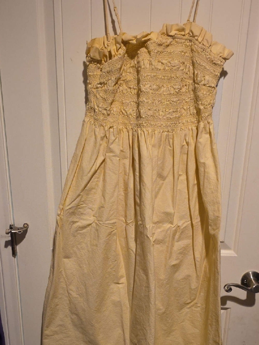 H&M Yellow Smocked Sundress with Spaghetti Straps
